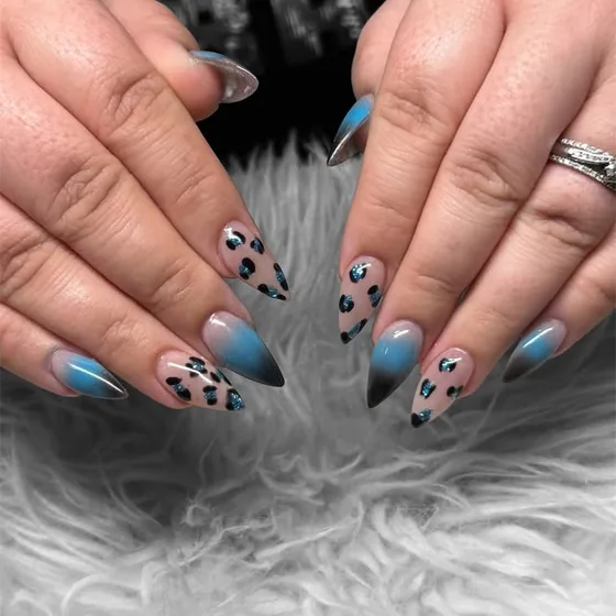 Almond set in blue and black abstract art