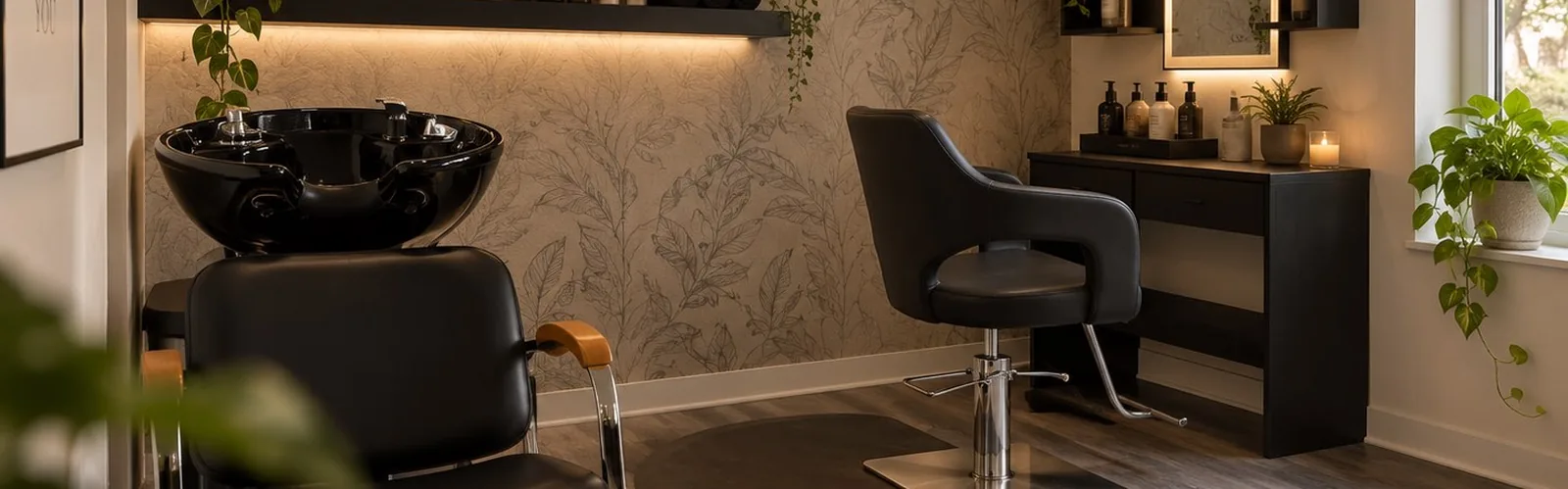 A styling suite inside Cosmo Suites, basin and station