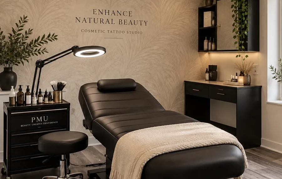 A suite set up as a cosmetic tattoo studio